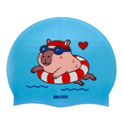 Gorra silicona infantil Capibara flotando Celeste