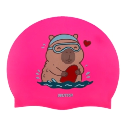 Gorra silicona infantil Capibara nadando Fucsia