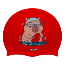 Gorra silicona infantil Capibara nadando Roja